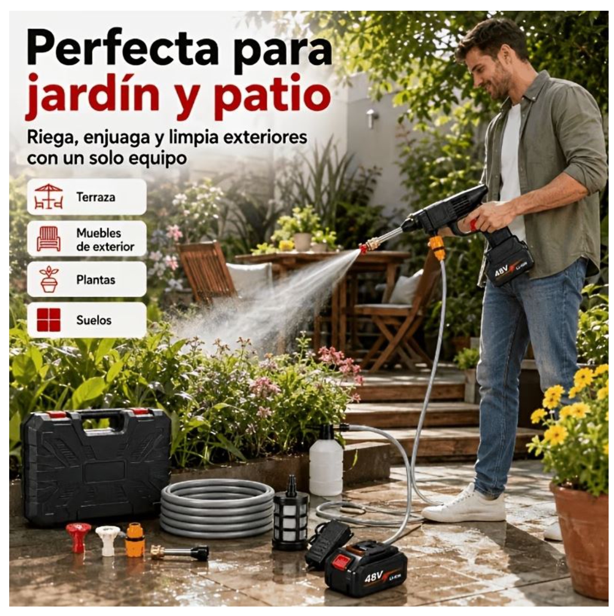 Ejemplo de uso en el patio y jardín